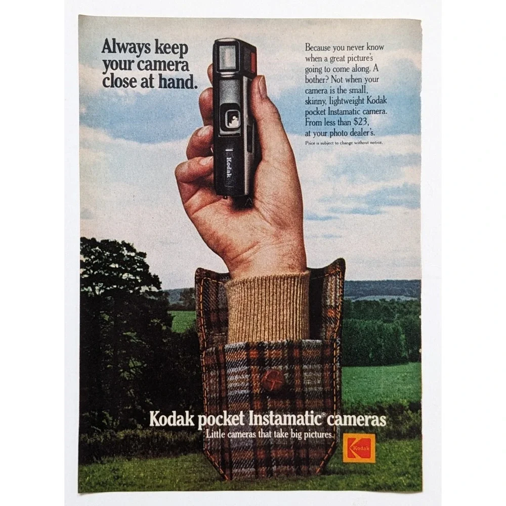 Kodak Pocket Instamatic 1974 Vintage Print Ad 